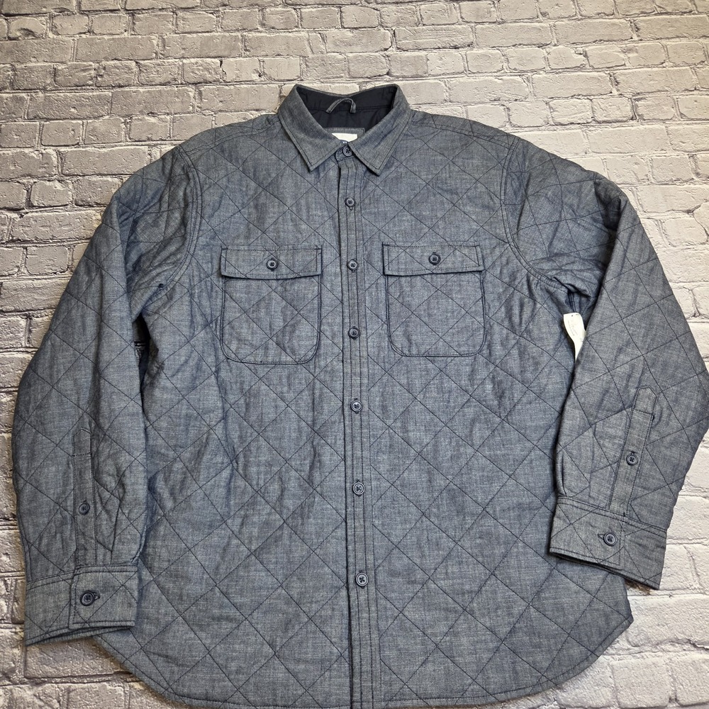 Old Navy Quilted Shirt Jacket Men XL Gray